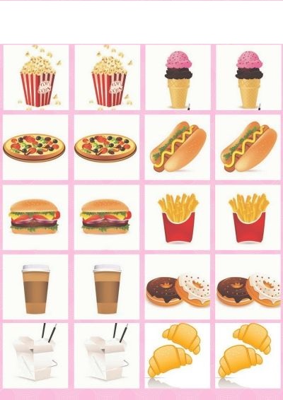 food memory game printables