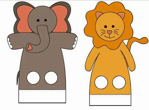 Finger puppet worksheets elephant and lion « funnycrafts