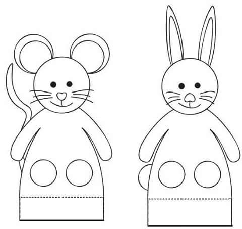 finger puppet worksheets rabbit and mause preschool and christmas school door decorations