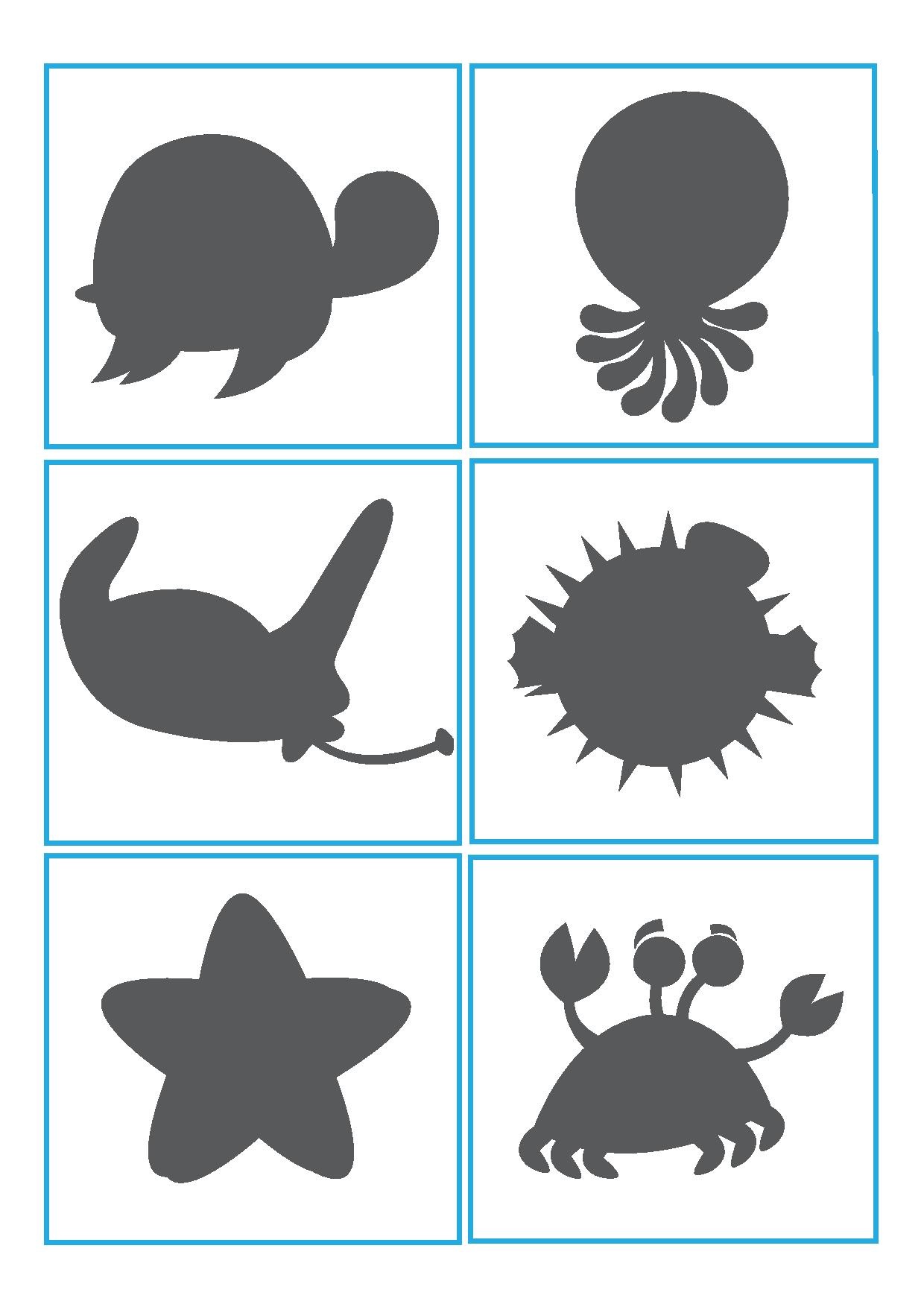 Ocean animals shadow matching « funnycrafts