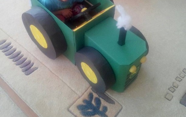 how to make a tractor with recycled materials