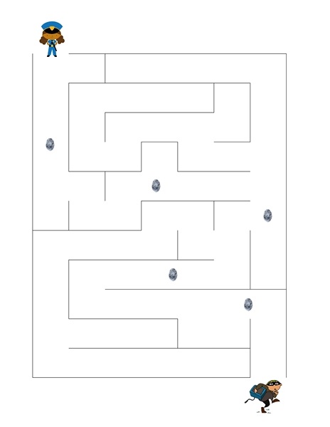 police maze worksheet preschool and homeschool
