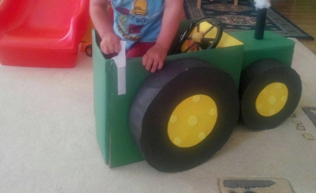 tractor made from cardboard