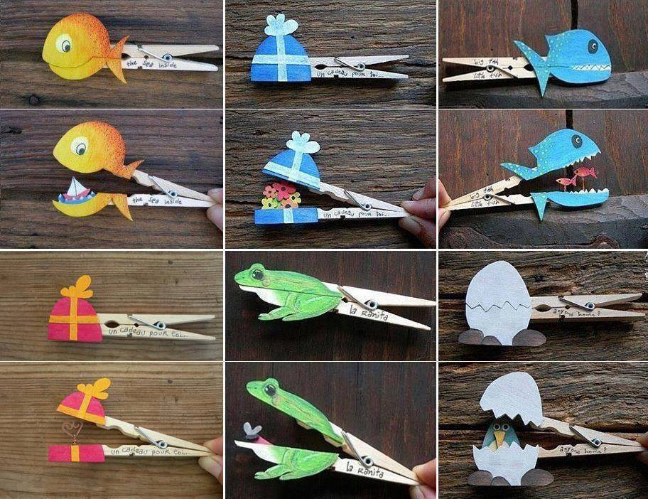 Clothespin recycled animals craft « funnycrafts