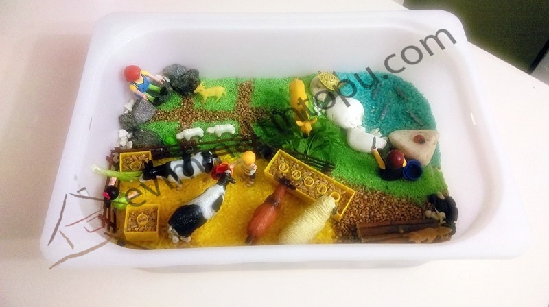 farm sensory bin for kids