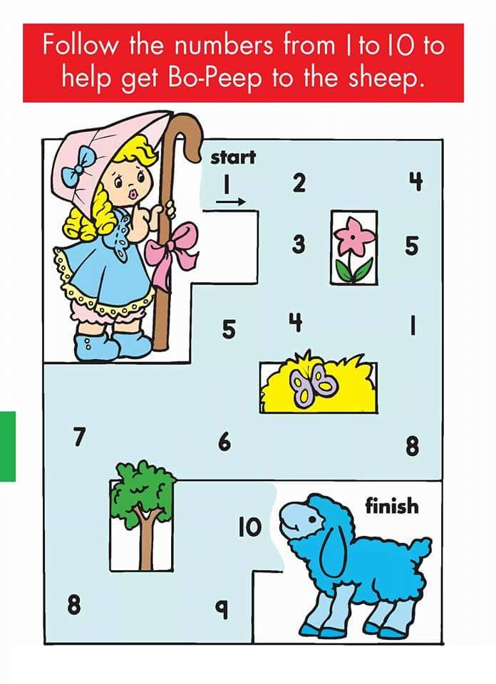 Kindergarten counting & numbers mazes worksheets (2 