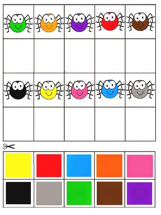 free printable matching  games color matching activity  